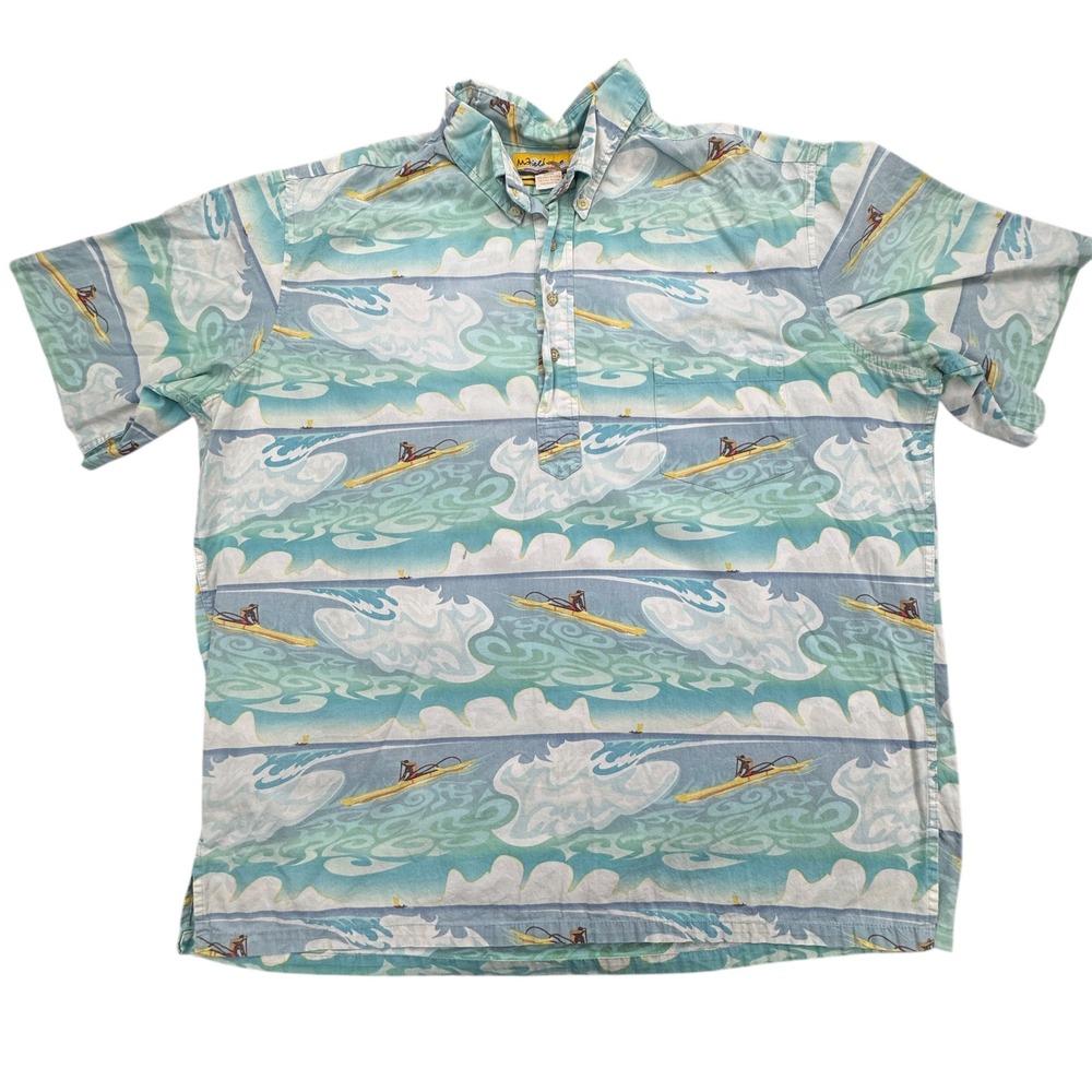 Reyn Spooner M. Field Windward Surf Shirt Surfer Popover Short Sleeve XL